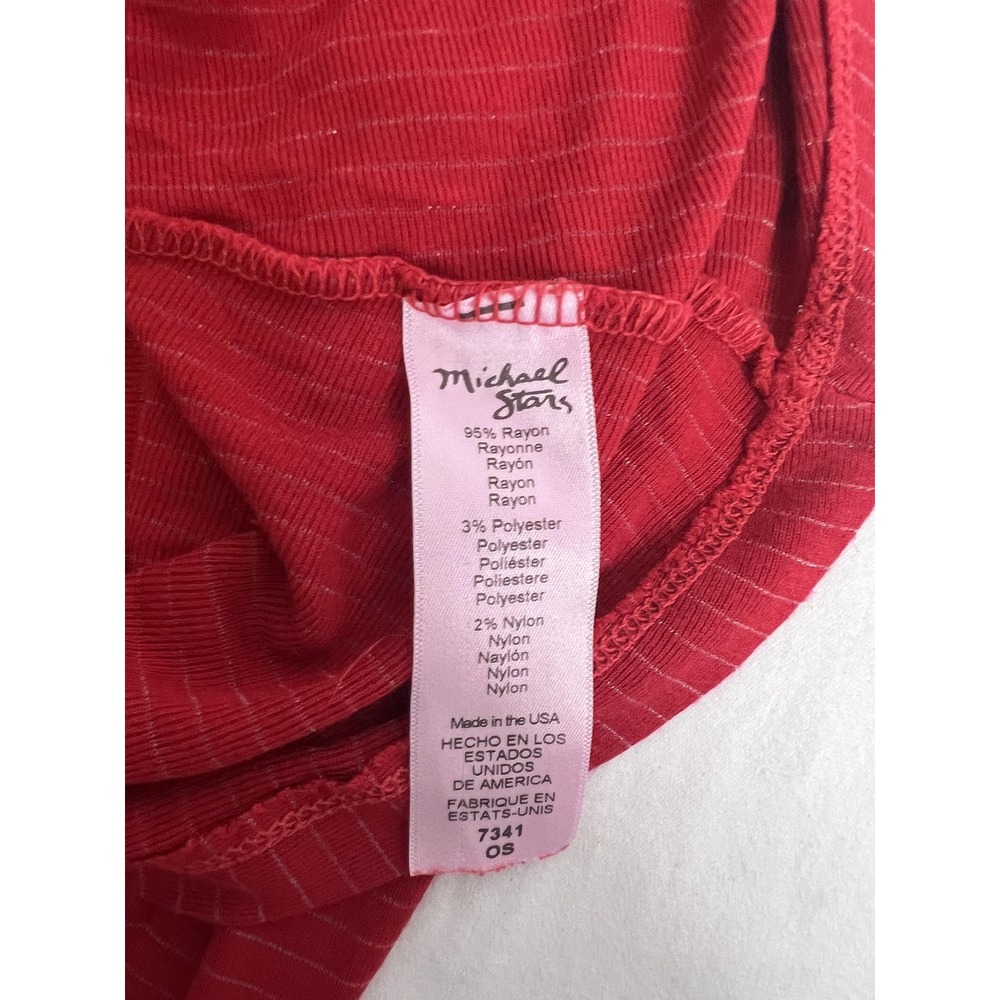 Michael Stars Turtleneck Swing Top Womens One Size Red Metallic Stripe Shirt NWT - Picture 7 of 7